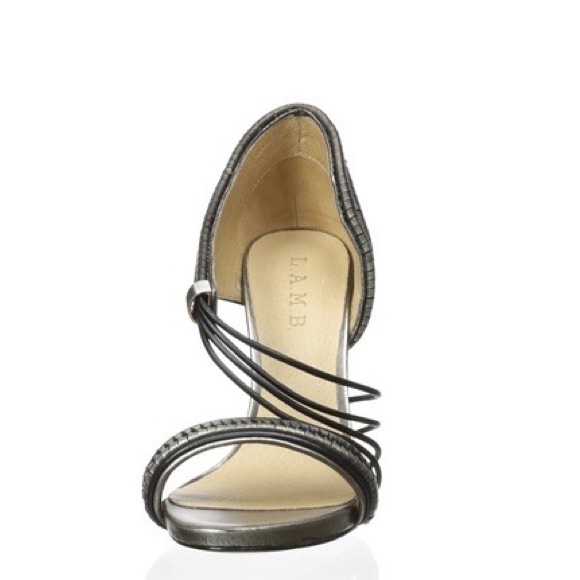 L.A.M.B. Karoline Gunmetal Leather Women’s High Heel Sandals - Picture 4 of 14